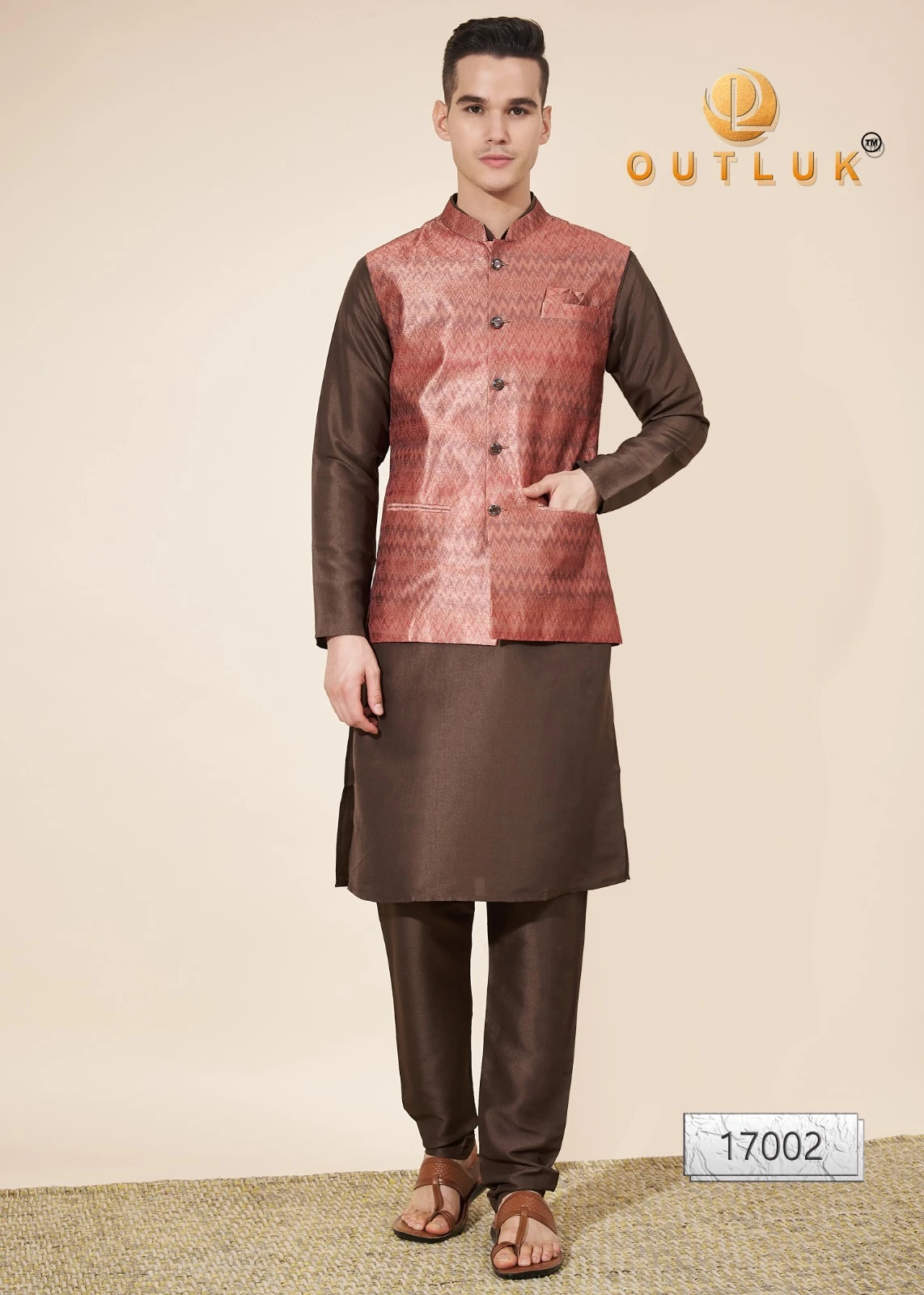 Outluk Wedding Collection Vol 17 Pure Silk Wholesale Modi Jacket Kurta Pajama Catalog — Singles, MPA wholesale from Surat — view 10